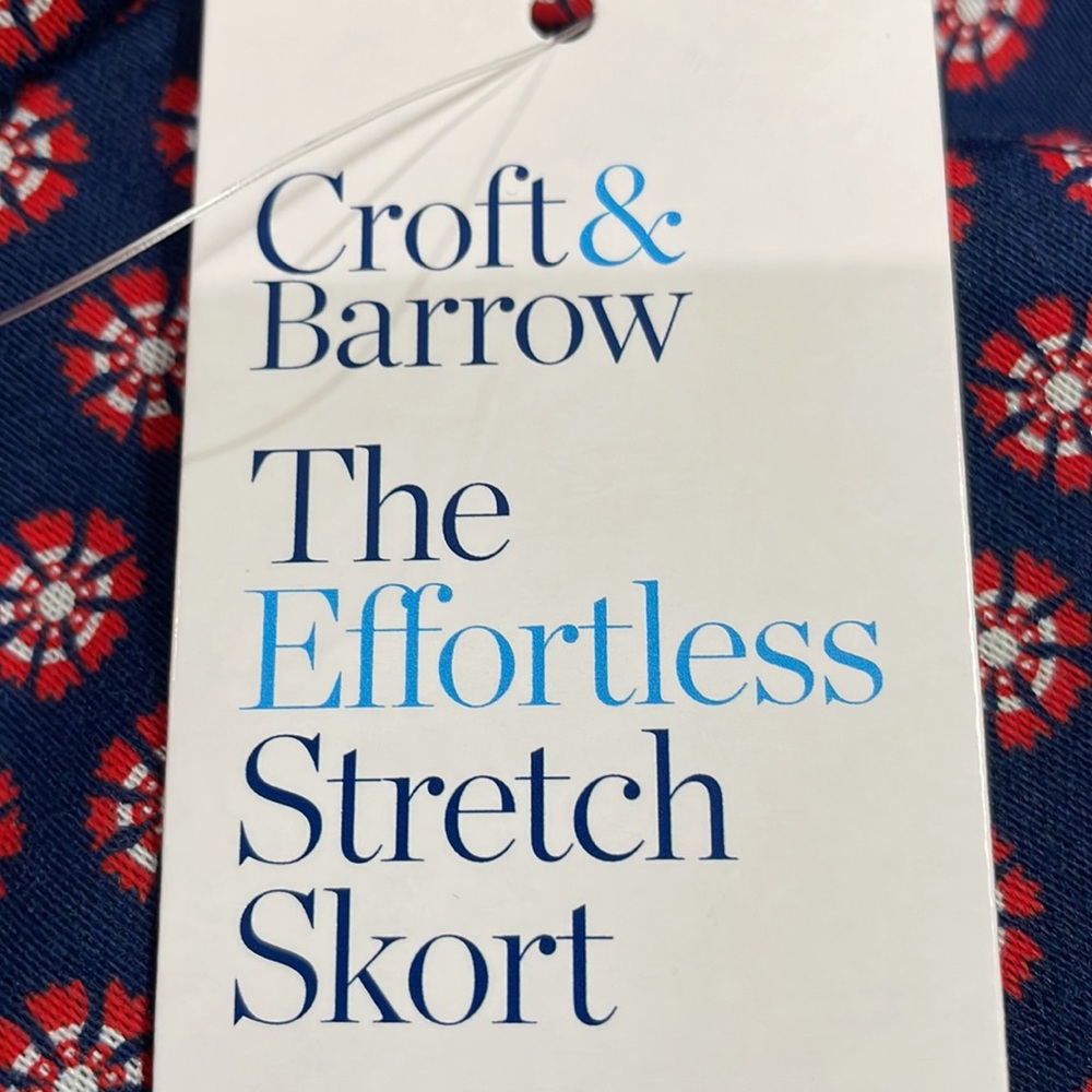 Croft & Barrow Women Skort Size 14 Regular Mid rise Blue White Red Pockets NWT - Picture 15 of 15